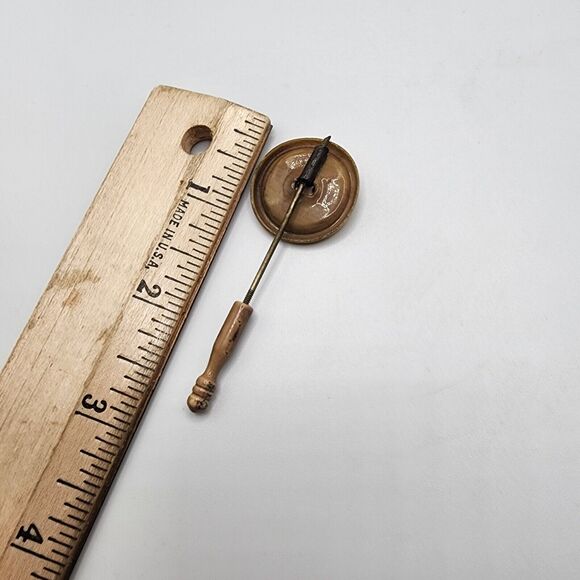 Vintage 1920's Round Celluloid Stick Pin Button Shape Grannycore - Picture 4 of 5